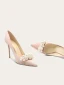 Elegant Champagne Pearl Wedding Shoes 2024 Leather 10 cm Stiletto Heels Pointed Toe Wedding Pumps High Heels