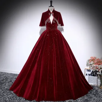 Elegant Burgundy Beading Sequins Velvet Mother Of The Bride Dresses 2025 Ball Gown V Neck Sleeveless Backless Floor Length Long