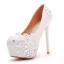 Sexy White Pearl Rhinestone Lace Flower Wedding Shoes 2023 14 cm Stiletto Heels Round Toe Wedding Pumps High Heels