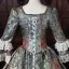 Vintage / Retro Medieval Dark Green Pearl Lace Flower Printing Ruffle Prom Dresses 2026 Ball Gown Square Neckline Bell sleeves Backless Floor-Length / Long