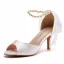 Elegante Weiß Perle Brautschuhe 2024 Knöchelriemen Schleife 7 cm Stilettos Spitzschuh Hochzeit Sandaletten Hochhackige