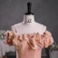 Sparkly Candy Pink Sequins Prom Dresses 2023 Ball Gown Scoop Neck Ruffle Short Sleeve Backless Floor-Length / Long Prom Formal Dresses