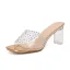 Transparent Schwarz Strassenmode Sommer Strass Sandalen Damen 2022 9 cm Thick Heels Peeptoes Sandaletten Hochhackige