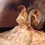 Vintage / Retro Medieval Champagne Prom Dresses 2022 Ball Gown High Neck Puffy 1/2 Sleeves Lace Flower Floor-Length / Long Formal Dresses