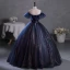 Vintage / Originale Bleu Marine Paillettes Robe De Bal 2023 Robe Boule De l'épaule Gland Sans Manches Dos Nu Longue Promo Robe De Ceremonie