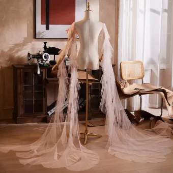 Unusual Blushing Pink Handmade Tulle Evening Party Shawl 2026