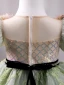 Chic / Beautiful Sage Green Pearl Flower Rhinestone Appliques Short Birthday Flower Girl Dresses 2023 Ball Gown Scoop Neck Puffy Short Sleeve Sash Bow