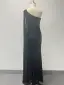 Scintillantes Noire Paillettes Fendue devant Robe De Soirée 2024 Trompette / Sirène Une épaule Sans Manches Dos Nu Fermeture Éclair Sur Le Côté Longue Soirée Robe De Ceremonie