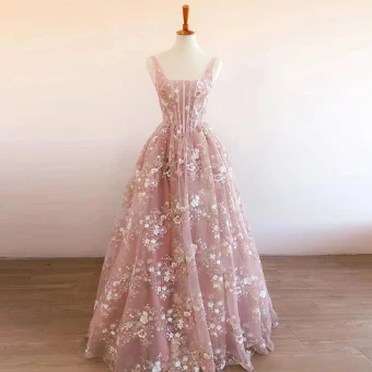 Chic Beautiful Blushing Pink Sequins Appliques Prom Dresses 2024 A Line Princess Square Neckline Sleeveless Backless Floor Length Long Prom Formal Dresses