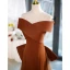 Chic / Belle Marron Organza Satin Robe De Bal 2023 Trompette / Sirène De l'épaule Sans Manches Dos Nu Noeud Train De Balayage Promo Robe De Ceremonie