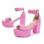 Fashion White Summer Evening Party Patent Leather Womens Sandals 2022 Ankle Strap 10 cm Thick Heels Open / Peep Toe Sandals High Heels