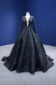 Vintage / Retro High-end Black Handmade  Beading Sequins Prom Dresses 2022 Ball Gown Scoop Neck Long Sleeve Sweep Train Formal Dresses
