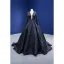 Vintage / Retro High-end Black Handmade  Beading Sequins Prom Dresses 2022 Ball Gown Scoop Neck Long Sleeve Sweep Train Formal Dresses