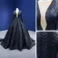 Vintage / Retro High-end Black Handmade  Beading Sequins Prom Dresses 2022 Ball Gown Scoop Neck Long Sleeve Sweep Train Formal Dresses
