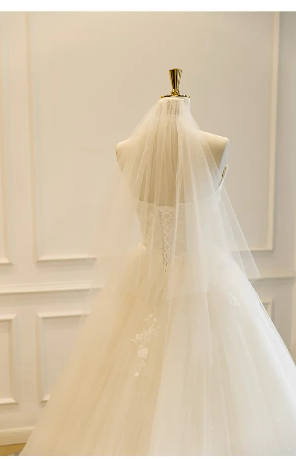 Fabulous A-Line / Princess Ivory Lace Flower Wedding Dresses 2025 Crossed Straps Floor-Length / Long Tulle Sleeveless