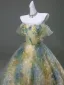 High-end Flower Fairy Multi-Colors Appliques Prom Dresses 2025 Ball Gown Off-The-Shoulder Short Sleeve Backless Sweep Train Formal Dresses