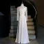 Vintage / Retro Ethnic White Beading Pearl Rhinestone Sequins Prom Dresses 2026 A-Line / Princess High Neck Long Sleeve Floor-Length / Long Formal Dresses