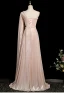 Chic / Beautiful Blushing Pink Pearl Rhinestone Prom Dresses 2024 A-Line / Princess One-Shoulder Sleeveless Backless Floor-Length / Long Prom Formal Dresses