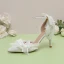 Fashion Sage Green Pearl Bow Prom Womens Sandals 2024 Ankle Strap 9 cm Stiletto Heels Pointed Toe Womens Shoes High Heels