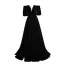 Audrey Hepburn Style Black Sequins Velvet Evening Dresses 2023 Off-The-Shoulder A-Line / Princess Short Sleeve Backless Floor-Length / Long Evening Party Formal Dresses