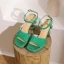 Chic / Beautiful Green Street Wear Summer Womens Sandals 2022 Ankle Strap 9 cm Stiletto Heels Open / Peep Toe Sandals High Heels
