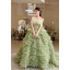 Charming Sage Green Cascading Ruffles Evening Dresses 2023 Ball Gown Strapless Tassel Sleeveless Backless Sweep Train Evening Party Formal Dresses