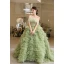 Charmant Vert Cendré Volants en Cascade Robe De Bal 2023 Robe Boule Bustier Gland Sans Manches Dos Nu Train De Balayage Promo Robe De Ceremonie