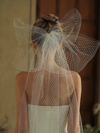 Fashion White Bow Wedding Veils 2025 Tulle