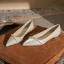 Elegante Beige Perle Flache Brautschuhe 2023 Satin Spitzschuh Brautschuhe