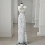 Scintillantes Blanche Perlage Paillettes Gland Robe De Soirée 2024 Trompette / Sirène Titulaire Sans Manches Dos Nu Longue Soirée Robe De Ceremonie