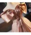 Chic / Beautiful Champagne Appliques Printing Prom Dresses 2025 A-Line / Princess Off-The-Shoulder Short Sleeve Backless Floor-Length / Long Prom Formal Dresses