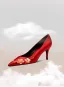 Chinese Stijl Rode Handgemaakt Geborduurde Bruidsschoenen 2026 6 cm Naaldhakken / Stiletto Spitse Neus Huwelijk Pumps