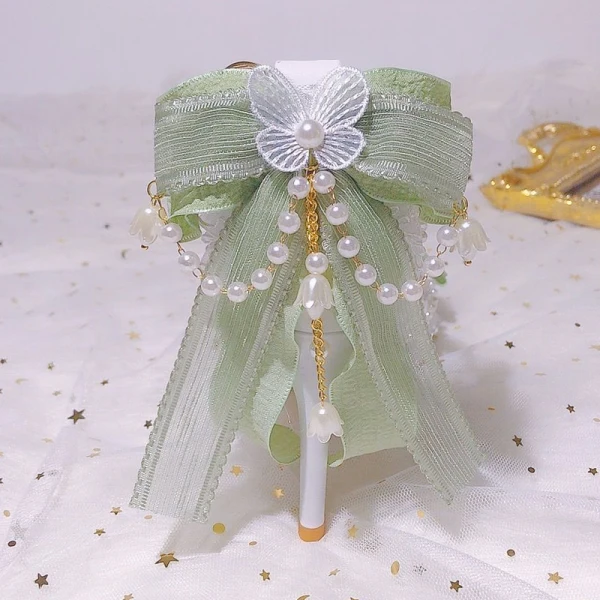Fashion Sage Green Pearl Bow Prom Womens Sandals 2024 Ankle Strap 9 cm Stiletto Heels Pointed Toe Womens Shoes High Heels