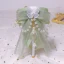 Fashion Sage Green Pearl Bow Prom Womens Sandals 2024 Ankle Strap 9 cm Stiletto Heels Pointed Toe Womens Shoes High Heels