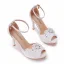 Elegant White Pearl Rhinestone Lace Flower Wedding Shoes 2023 Ankle Strap 10 cm Stiletto Heels Open / Peep Toe Wedding Sandals High Heels