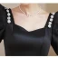 Elegant Black Satin Prom Dresses 2023 A-Line / Princess Square Neckline Puffy Short Sleeve Backless Floor-Length / Long Prom Formal Dresses