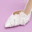 Elegant White Pearl Lace Butterfly Flower Wedding Shoes 2024 Ankle Strap 9 cm Stiletto Heels Pointed Toe Wedding Sandals High Heels