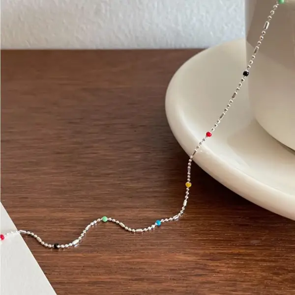 Eenvoudige Multi-Kleuren Kralen Sterling zilver Kettingen Accessoires 2023