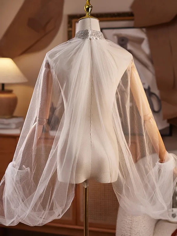 Charming White Handmade Rhinestone Prom shawl 2025