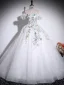 Elegant Modest / Simple White Lace Flower Appliques Prom Dresses 2025 Ball Gown Off-The-Shoulder Sleeveless Floor-Length / Long Backless Formal Dresses