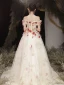 Flower Fairy White Beading Appliques Prom Dresses 2023 A-Line / Princess Off-The-Shoulder Sleeveless Backless Floor-Length / Long Prom Formal Dresses