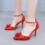 Charmant Silber Strass Kristall Knöchelriemen Brautschuhe 2024 9 cm Stilettos Spitzschuh Hochzeit Hochhackige