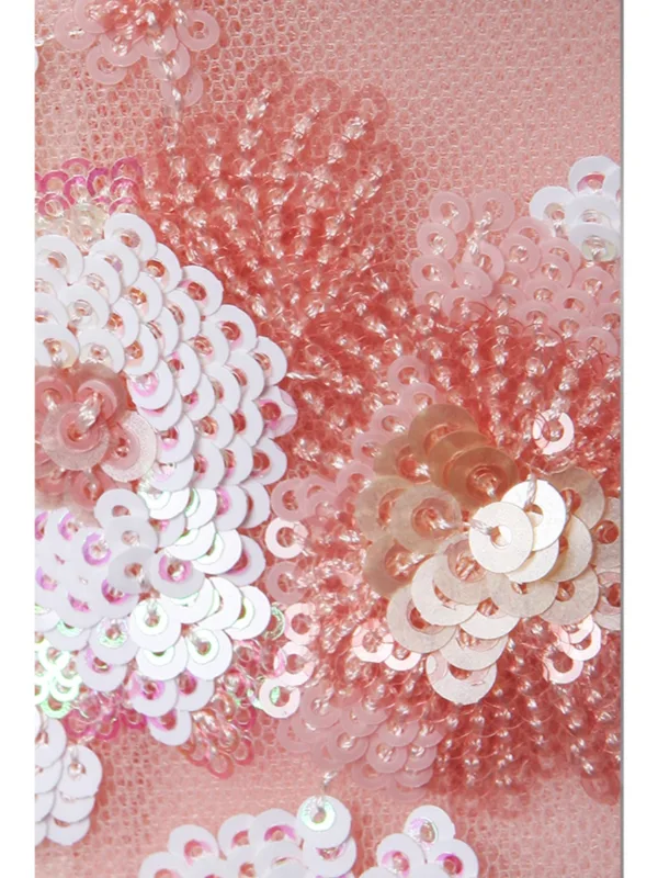 Chic / Belle Rougissant Rose Perlage Paillettes Robe De Bal 2025 Princesse De l'épaule Manches Courtes Dos Nu Longue Promo Robe De Ceremonie