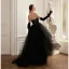 Sexy Noire Faux Diamant Paillettes Robe De Bal 2023 Princesse Bretelles Spaghetti Sans Manches Dos Nu Longue Promo Robe De Ceremonie