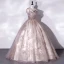 Elegant Blushing Pink Beading Sequins Prom Dresses 2022 Ball Gown Scoop Neck Sleeveless Backless Floor-Length / Long Formal Dresses