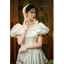 Vintage Weiß Satin Brautkleider / Hochzeitskleider 2023 A Linie V-Ausschnitt Geschwollenes Kurze Ärmel Rückenfreies Sweep / Pinsel Zug Hochzeit