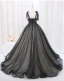 Audrey Hepburn Style Black Lace Prom Dresses 2024 Ball Gown Spaghetti Straps Sleeveless Backless Bow Floor-Length / Long Prom Formal Dresses