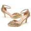 Chic / Beautiful Gold Rhinestone Sequins Wedding Shoes 2022 Ankle Strap 7 cm Stiletto Heels Pointed Toe Wedding High Heels