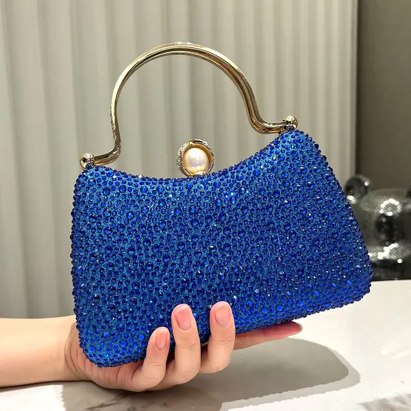 Vintage Kungsblå Rhinestone Bal Kuvertväska Handväska 2024