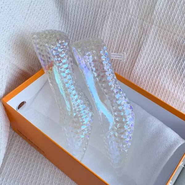 Cinderella Transparent Crystal Wedding Shoes 2023 5 cm Stiletto Heels Pointed Toe Wedding Pumps High Heels